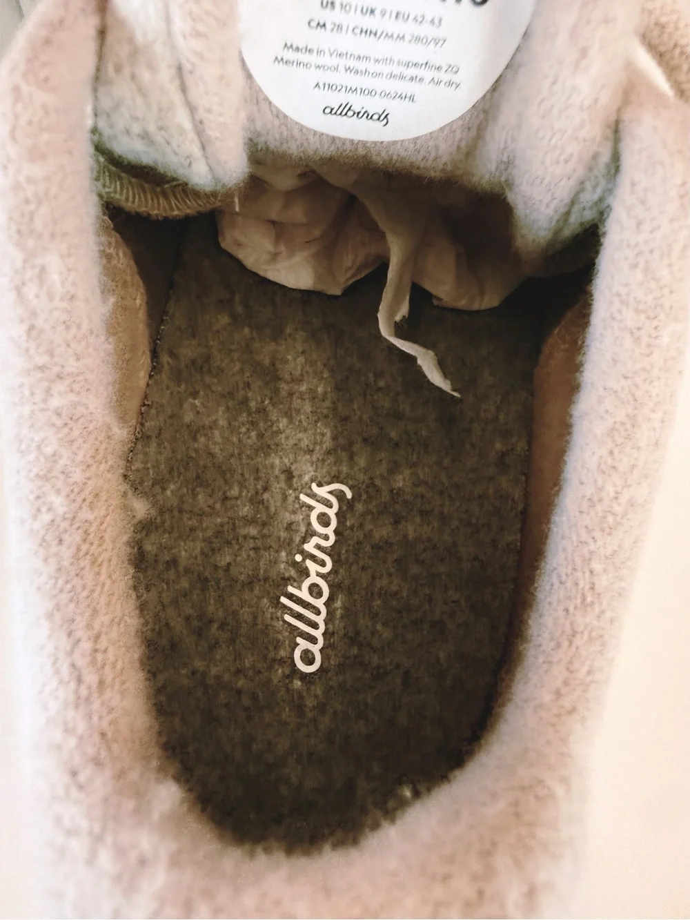 NWOT Allbirds Wool Runners Natural Light Beige Merino Wool Sneakers, Size 10